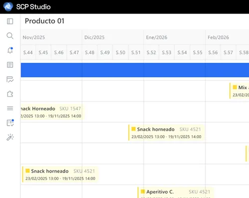 Captura del software de planificacion de la produccion con calendario y control de ordenes