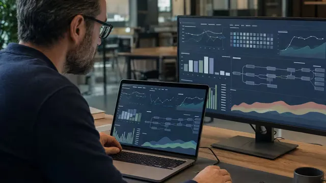 Professional reviewing a data architecture for supply chain planning.